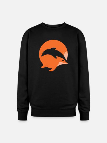 Fox or Dolphin in this fun optical illusion - Oversized Crewneck Sweatshirt - black