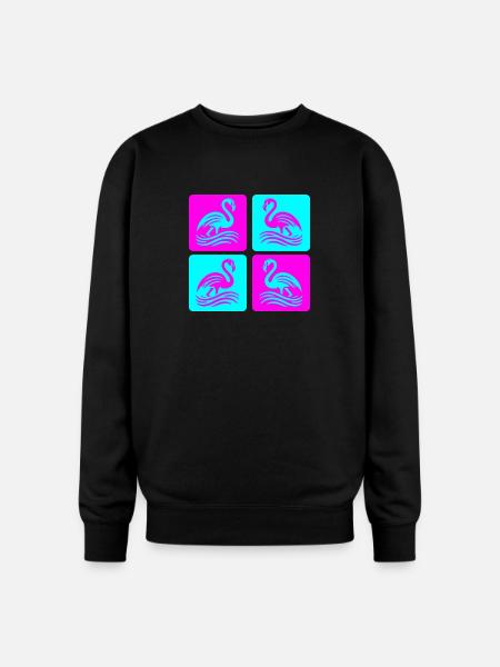 Flamingo Waves Pop Art - Oversized Crewneck Sweatshirt - black