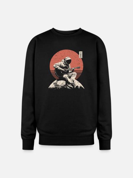 Astronaut Guitar on Lunar Sunset - Oversized Crewneck Sweatshirt - black