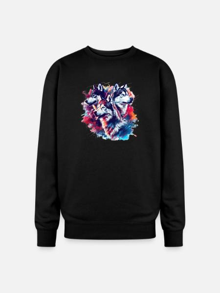 Husky Trio Neon Splash - Oversized Crewneck Sweatshirt - black