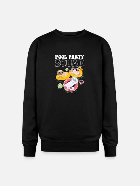 Kids Pool Party Squad Animals Birthday - Oversized Crewneck Sweatshirt - black