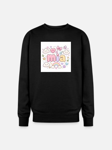 Mia Rainbow Cloud Cute Design - Oversized Crewneck Sweatshirt - black