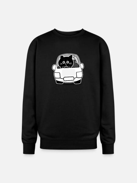 Chubby Black Cat Expressions - driver cat - Oversized Crewneck Sweatshirt - black