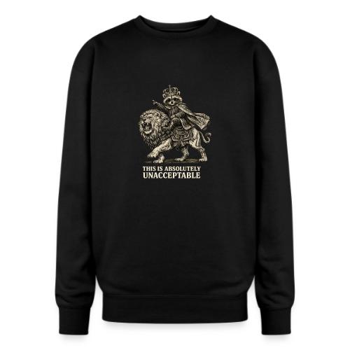 Funny Raccoon King Riding Lion Vintage Meme Art - Oversized Crewneck Sweatshirt