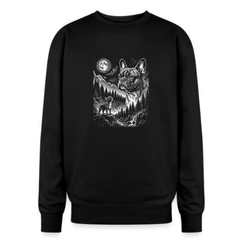 Vintage French Bulldog Moon Howling Tee - Oversized Crewneck Sweatshirt