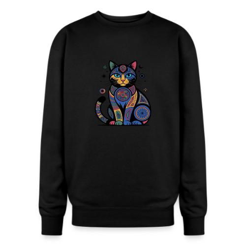 Vibrant Geometric Cat Mandala - Oversized Crewneck Sweatshirt