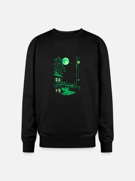Moonlit Marina - Oversized Crewneck Sweatshirt - black