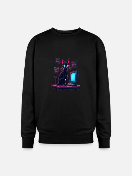 Cat.exe Has Crashed – Glitch Kitty - Oversized Crewneck Sweatshirt - black