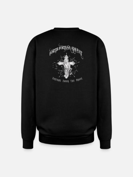 Fortis Fortuna Adiuvat - Cross and Hand Tattoo - Oversized Crewneck Sweatshirt - black