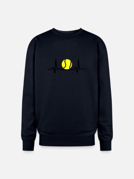 Tennis ECG, Heartbeat & Tennis Ball - Oversized Crewneck Sweatshirt - navy