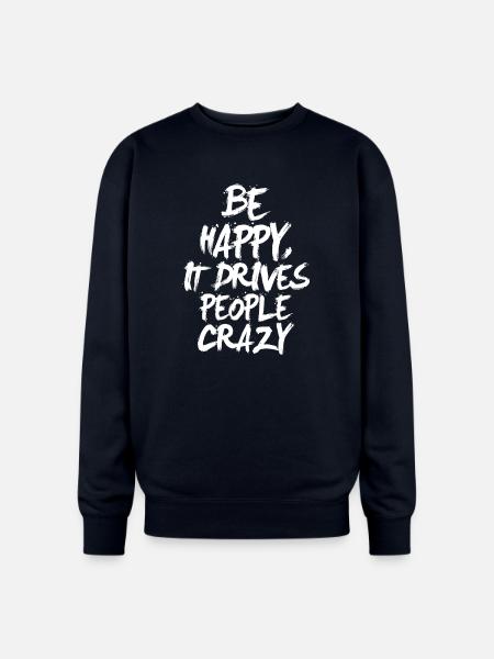 Be Happy (dark) - Oversized Crewneck Sweatshirt - navy