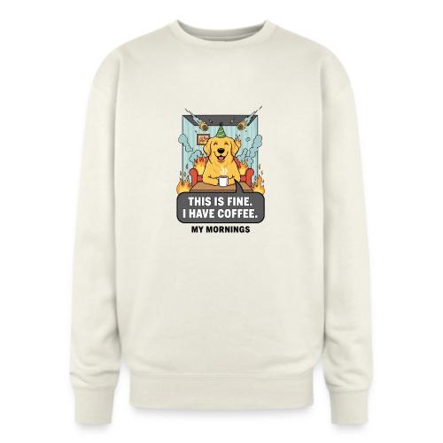 🔥 Funny Dog Meme “This Is Fine, I Have Coffee” - Oversized Crewneck Sweatshirt