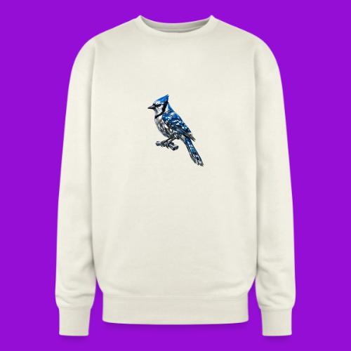 Silver Blue Jay on Perch - Oversized Crewneck Sweatshirt
