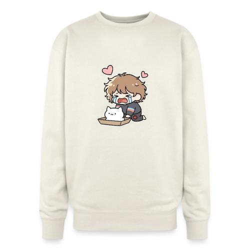 Crying Chibi Boy with Stray Cat - Oversized Crewneck Sweatshirt