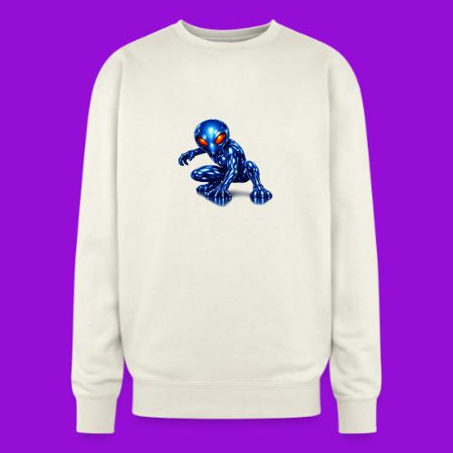 Blue Alien Crouch - Oversized Crewneck Sweatshirt