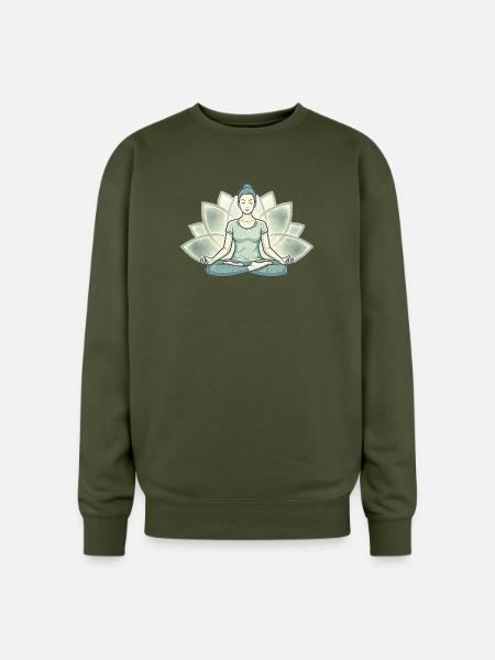 Lotus Calm Meditation Silhouette - Oversized Crewneck Sweatshirt - olive green