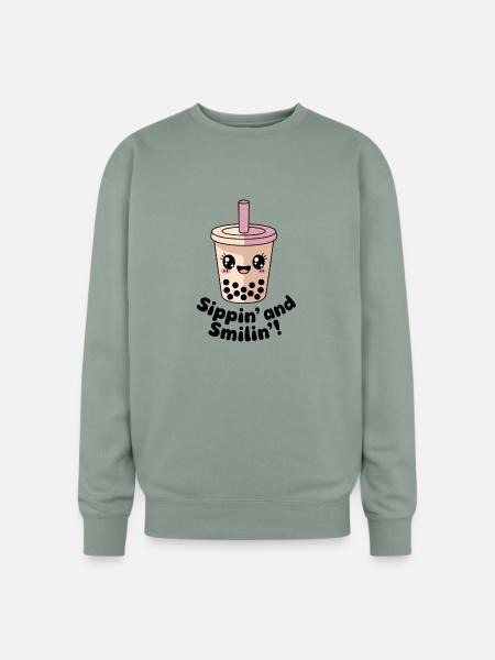 Sippin and Smilin - Oversized Crewneck Sweatshirt - sage