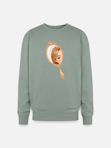 Princess hand mirror illustration - Oversized Crewneck Sweatshirt - sage