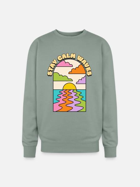 STAY CALM WAVES - Oversized Crewneck Sweatshirt - sage
