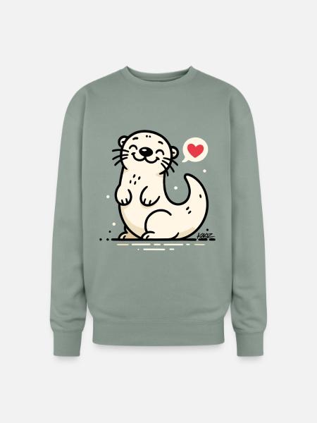 Lovable Otter Heart Chat - Oversized Crewneck Sweatshirt - sage