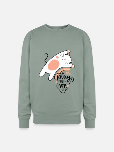 funny cat - Oversized Crewneck Sweatshirt - sage