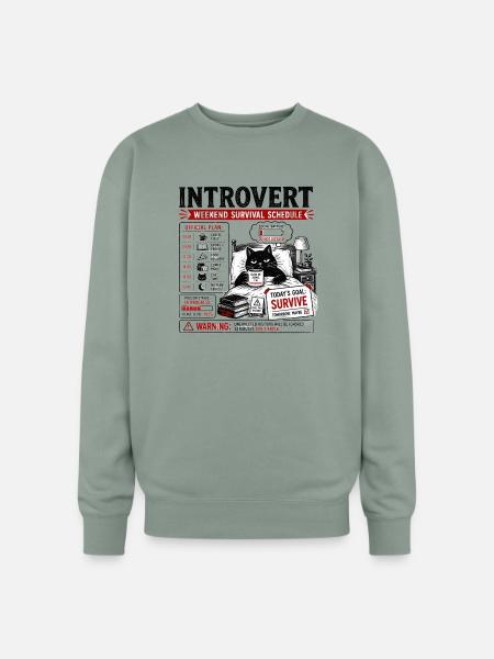 Introvert Weekend Survival Schedule - Oversized Crewneck Sweatshirt - sage