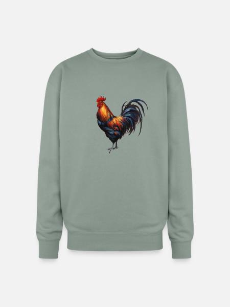 Rooster - "Cluck Commander" - Oversized Crewneck Sweatshirt - sage