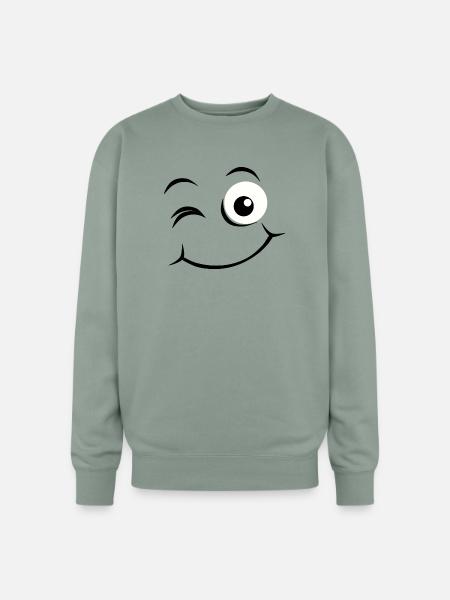 Happy face - Oversized Crewneck Sweatshirt - sage