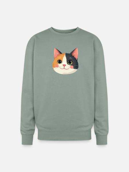 cute cat face - Oversized Crewneck Sweatshirt - sage
