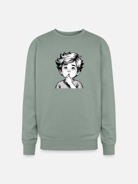 wondered, thoughtful boy - Oversized Crewneck Sweatshirt - sage