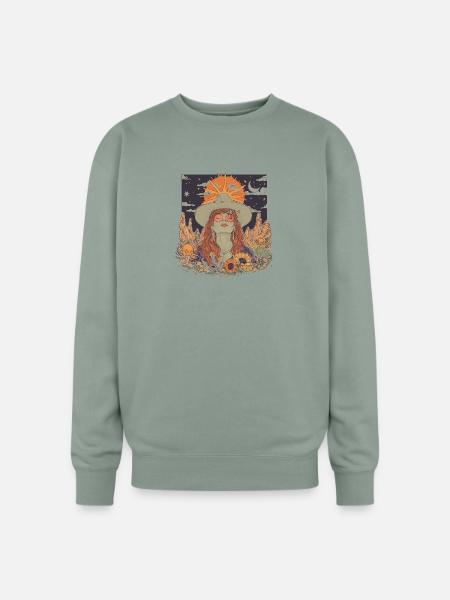 Mystic Sunflower Dreamer Illustration - Oversized Crewneck Sweatshirt - sage