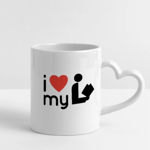 I Love My Library - Mug with Heart Handle