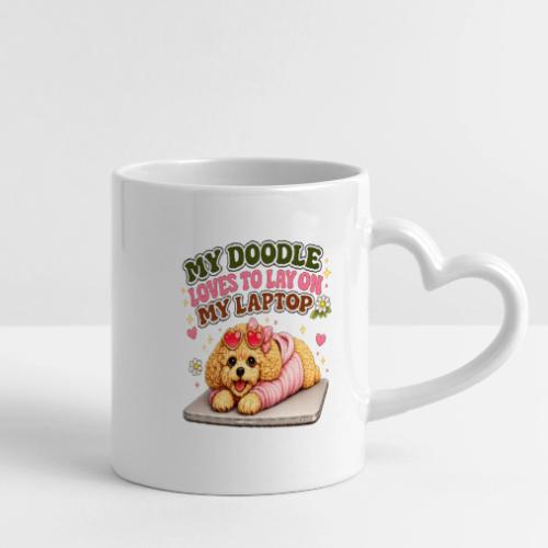 My Laptop Belongs to My Doodle - Mug with Heart Handle