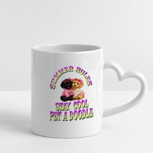 Summer Rules Stay Cool Pet A Doodle Cute Doodle - Mug with Heart Handle