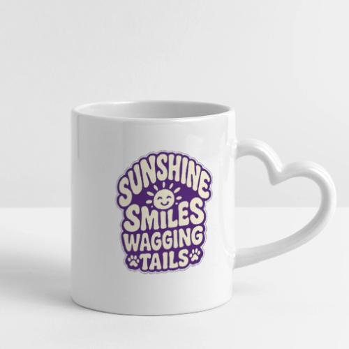 Sunshine Smiles Wagging Tails - Mug with Heart Handle