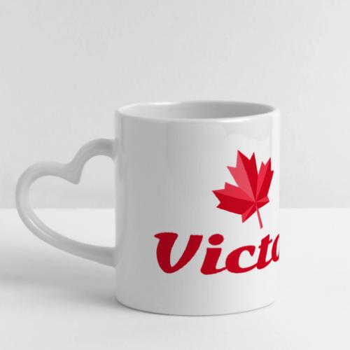 Victoria with two red maple leaves - Mug with Heart Handle