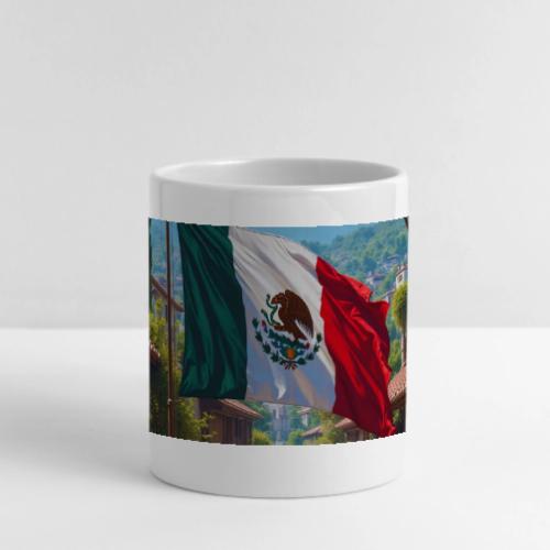 Mexican flag surrounded by nature and magic town - Mug with Heart Handle