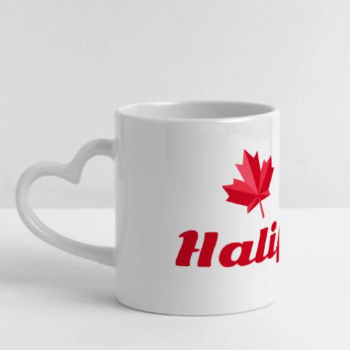 Halifax with two red maple leaves - Mug with Heart Handle
