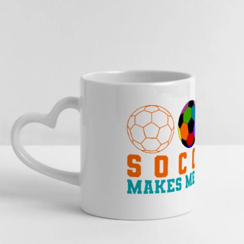 Soccer Makes Me Happy - Mug with Heart Handle