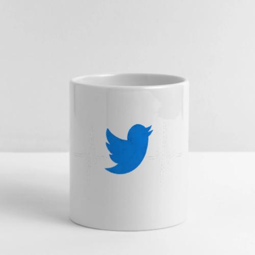 Social Media Heartbeat Blue Bird Graphic - Mug with Heart Handle
