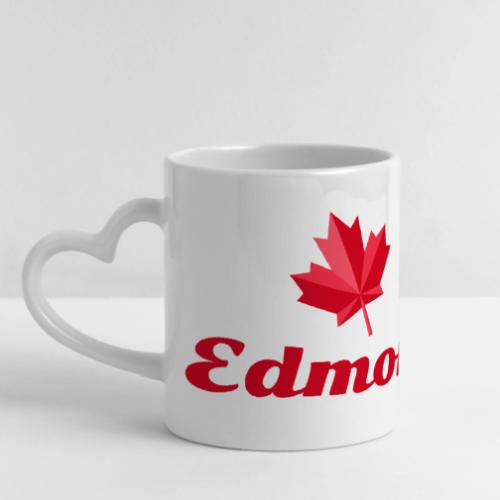 Edmonton with two red maple leaves - Mug with Heart Handle