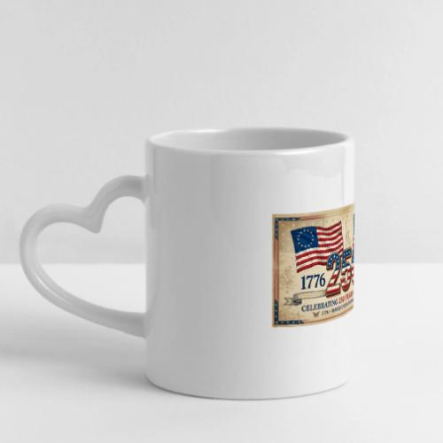 USA 250th Anniversary Flags Emblem - Mug with Heart Handle