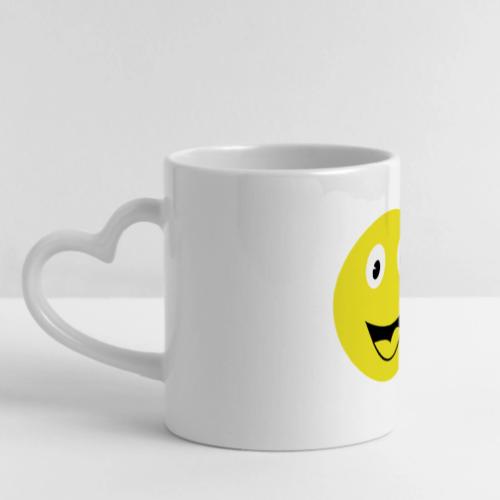 Yellow Happy Face Print - Mug with Heart Handle