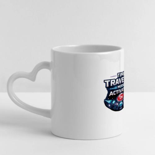 Time Traveler Mode – Futuristic Neon Sci-Fi Tee - Mug with Heart Handle