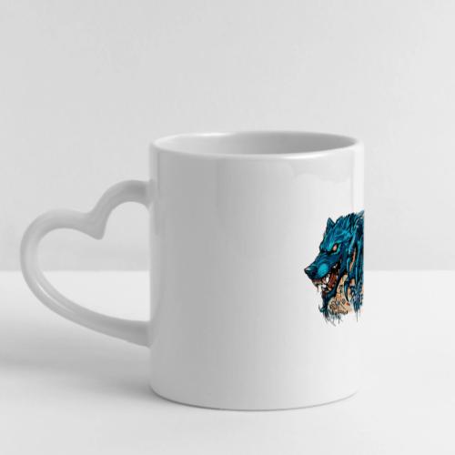Blue Wolf Graffiti Street Art - Mug with Heart Handle
