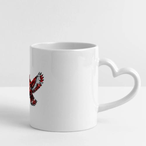 Silver Cardinal in Flight - Mug with Heart Handle