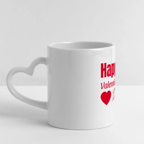 Red Heart Happy Valentines Mug - Mug with Heart Handle