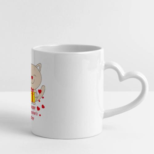 Valentine Cat Coffee Mug - Mug with Heart Handle
