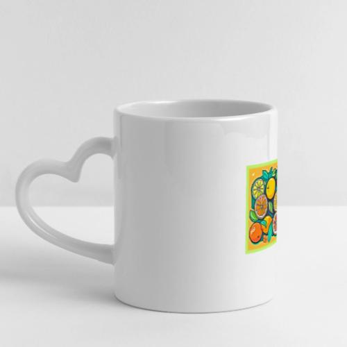Citrus Fruit Art Design - Mug with Heart Handle