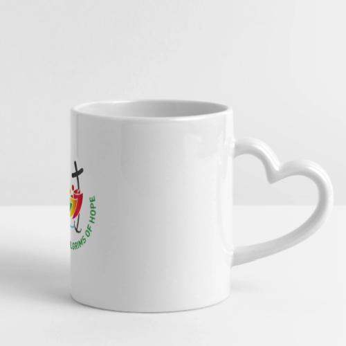 pilgrims of hope 2025 logo (Jubilee Year 2025) - Mug with Heart Handle
